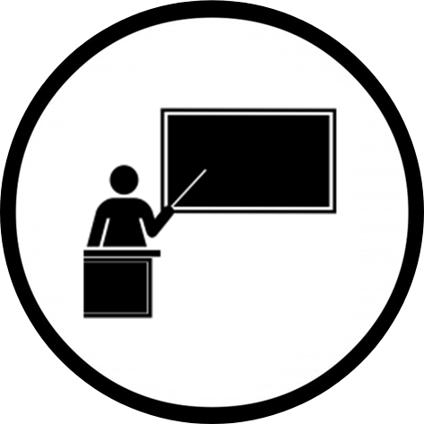 person teaching at blackboard - indicating education